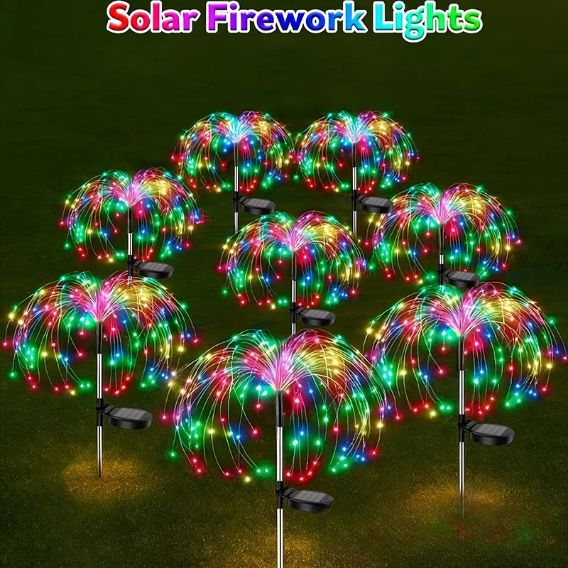 Solar Fireworks Lights Outdoor Copper Wire LED Beads Commercial Lighting Suitable Courtyard and Lawn Decorative Lights 1/4/8PCS