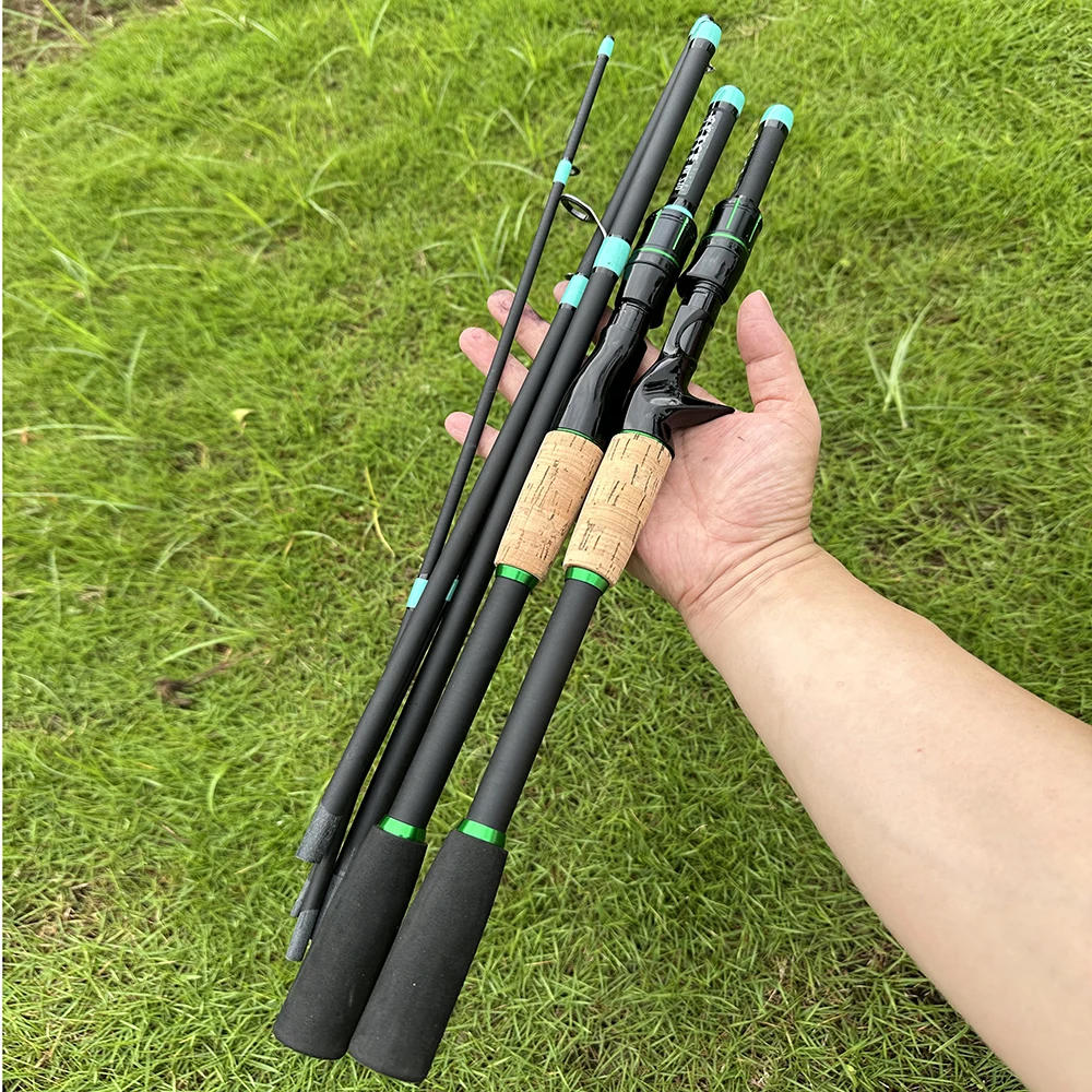 Canna Da Pesca In Fibra Di Carbonio 4 Sezioni: Pieghevole Per Viaggi, Lunghezza 2.1m, Azione ML, Per Spigola E Acqua Dolce