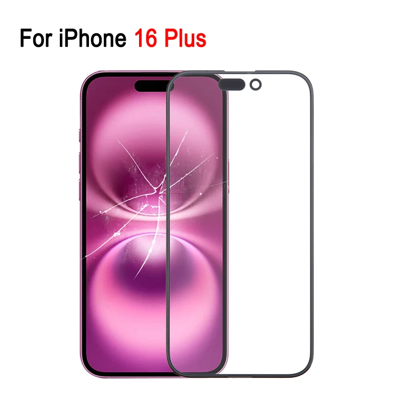 iPhone 16 16e 16-plus 16-pro 16 Pro Max용 16 시리즈 전면 유리 스크린 렌즈 커버 교체(OCA 광학 접착제 포함)