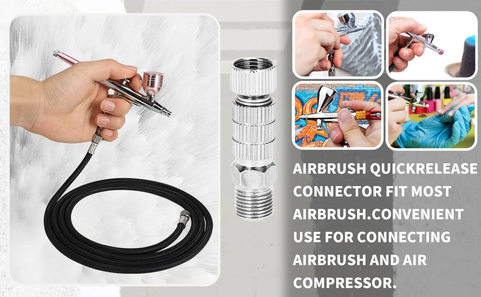 Quick Release Airbrush Kupplung Airbrush Schnittstelle Ersatz Fitting 1/8" Anschluss Schlauchadapter – Detail 3
