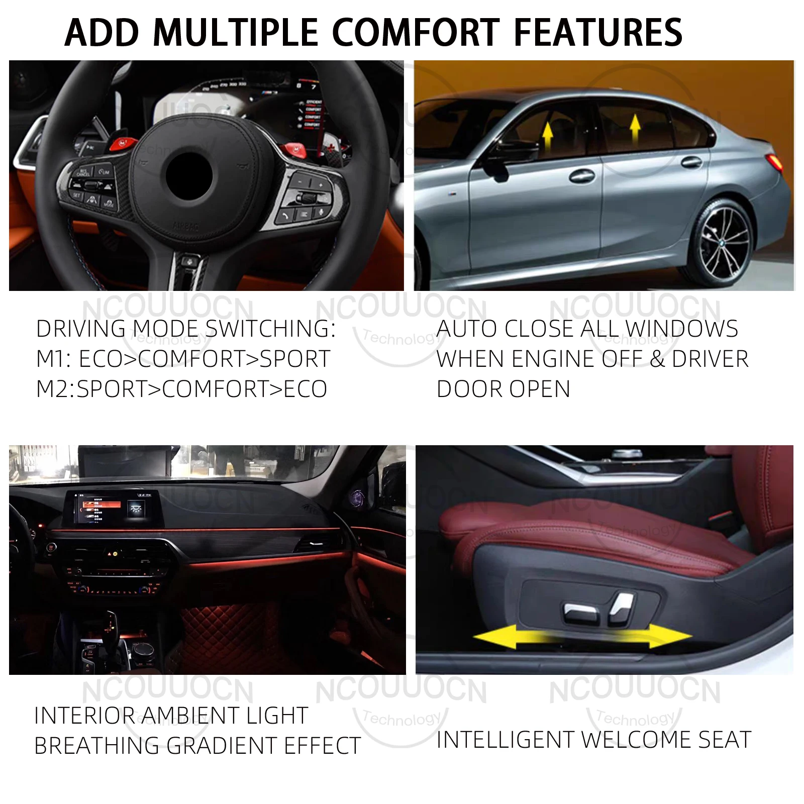 BMW G 섀시 스티어링 휠 드라이빙 모드 컨트롤 모듈 G20 G22 G26 G42 G05 G06 G30 G08 G32용 M1 M2 버튼 세트