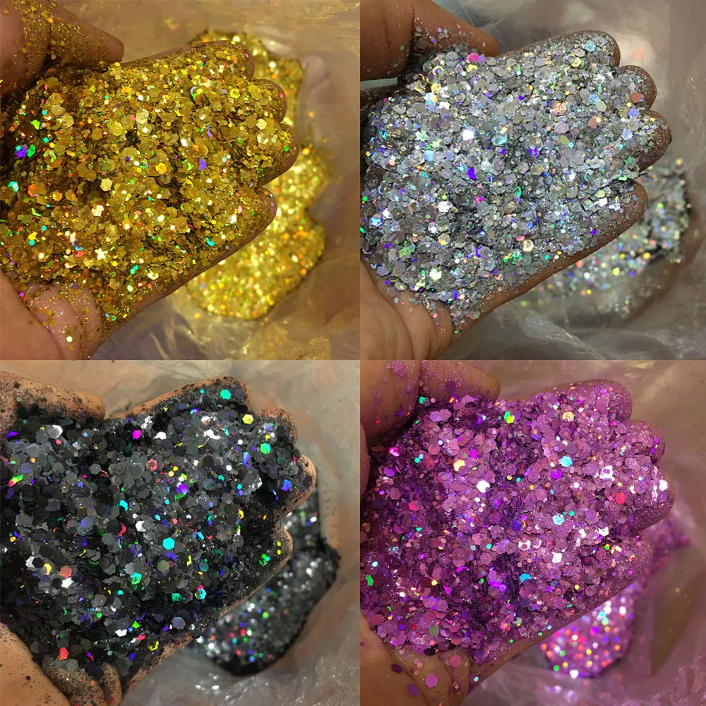 Nail Decoration 10g Laser Nail Glitter Flakes Mix-Hexagon Holographic Sparkly Powder