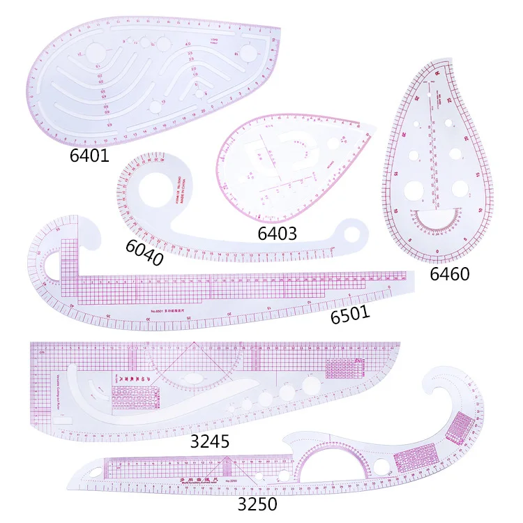 French Curve Rulers Multi-function Ruler Fashion Design for Fabric Cutting Sewing Measure Template Metric |