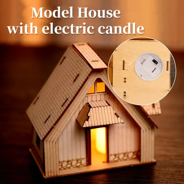 1:50 Scale Miniature Building Prefabricated House Wooden Cabin DIY Assembly Model Kit Wooden Constructor Architecture Material 4