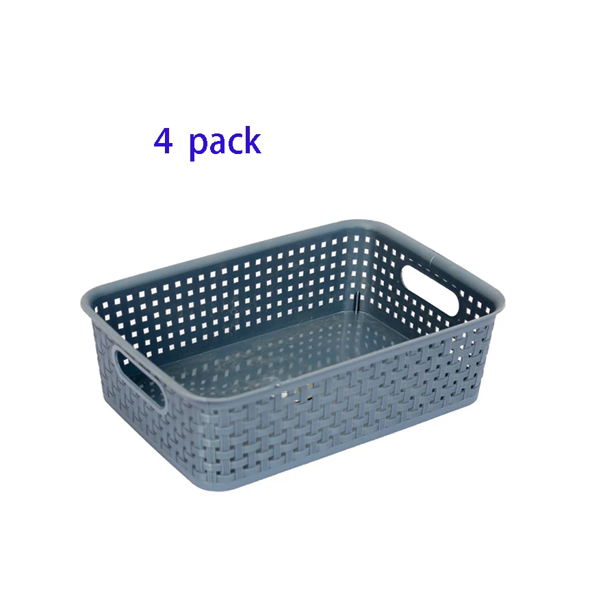 4-Piece Plastic Storage Basket, Small Food Storage Cabinet, Household Organizer in Bathroom, Kitchen, Cabinet, Countertop, Shelf