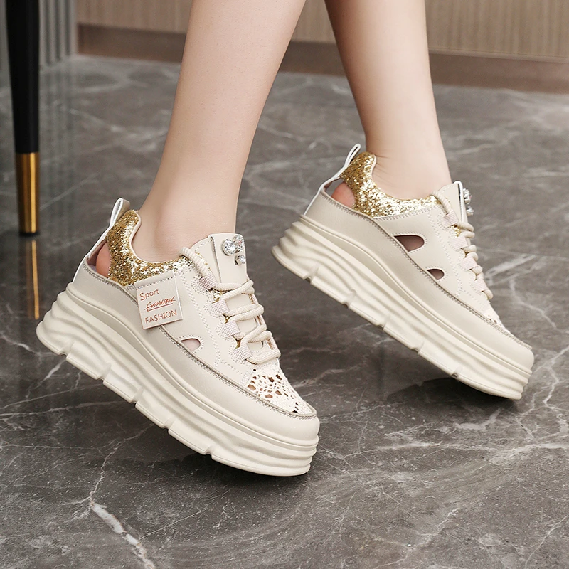 Women Casual Shoes Chunky Sneakers Platform Wedge Hidden Heel Women Leisure Shoes Summer Sneaker Women