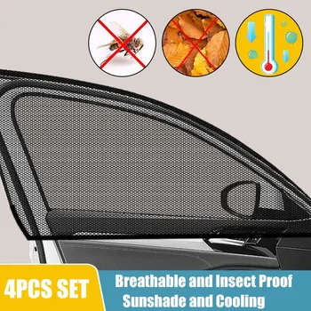 Ensemble de rideaux pare-soleil et anti-moustiques pour fenêtre complète de voiture, 4 pièces, rideaux universels pour voiture, accessoires pratiques 1