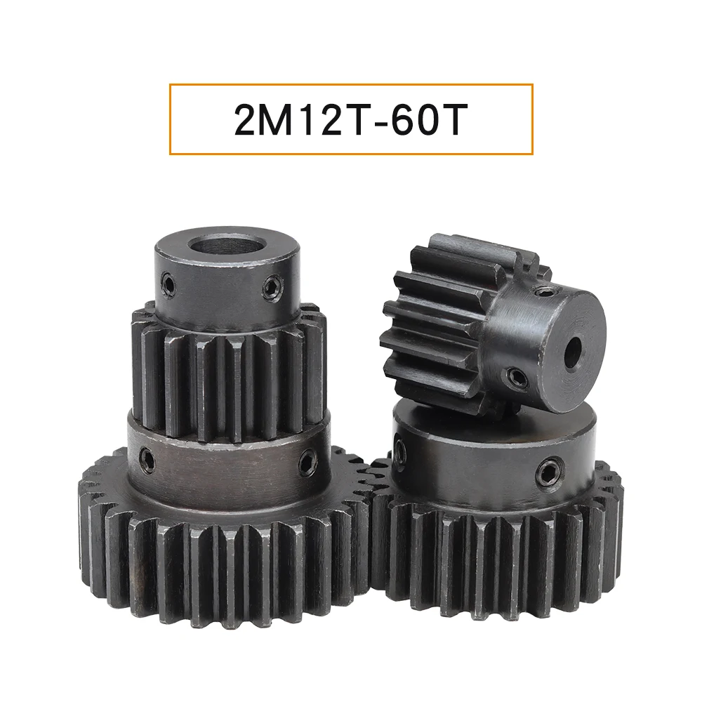 Motor Gear 2M 34T Pitch 6.28 mm Bore 10/12mm Gear Wheel Blackening SC45#Carbon Steel Material Teeth Height 20mm 2M34Teeth