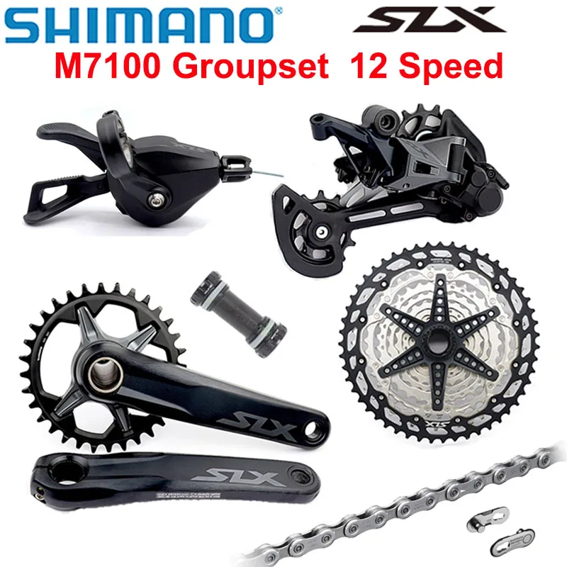 SHIMANO SLX M7100 Groupset 12 Kecepatan 32T 34T 170 175Mm Crankset