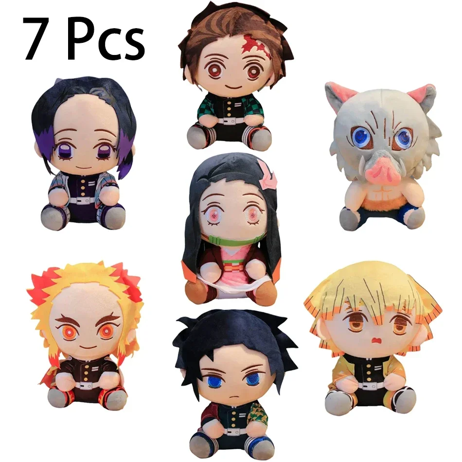 Hot Japan Demon Slayer Plush Dolls 20cm Lovely Anime Kimetsu No Yaiba Kamado Tanjirou Nezuko Zenitsu Kyoujurou Toys Kids Gifts