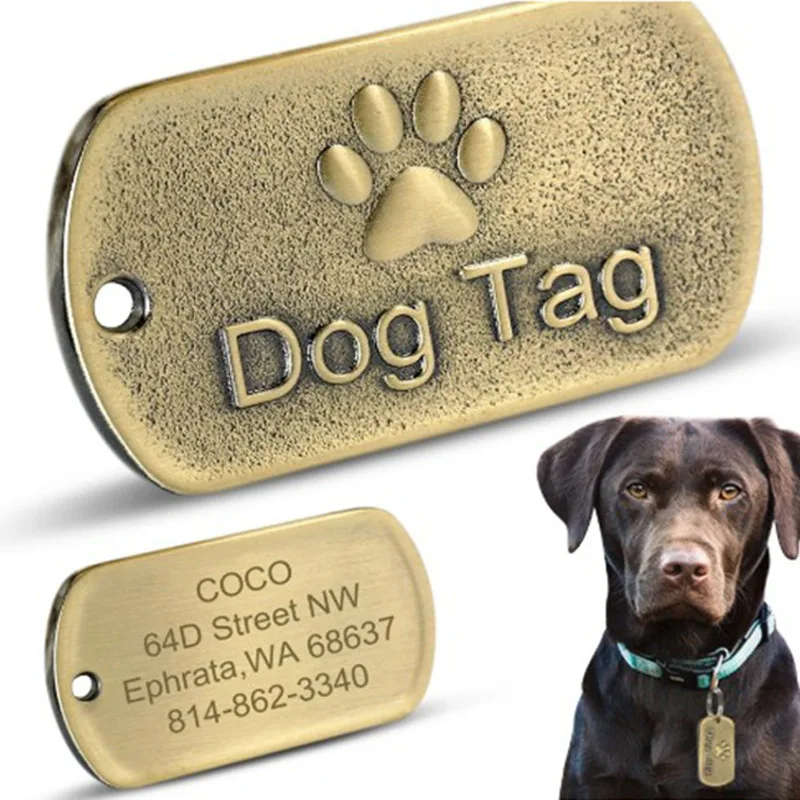 

Stainless Steel Dog ID Tag Personalized Dogs Tags Nameplate Anti-lost Pet Pendant For Pets Collars Necklace Free Engraving