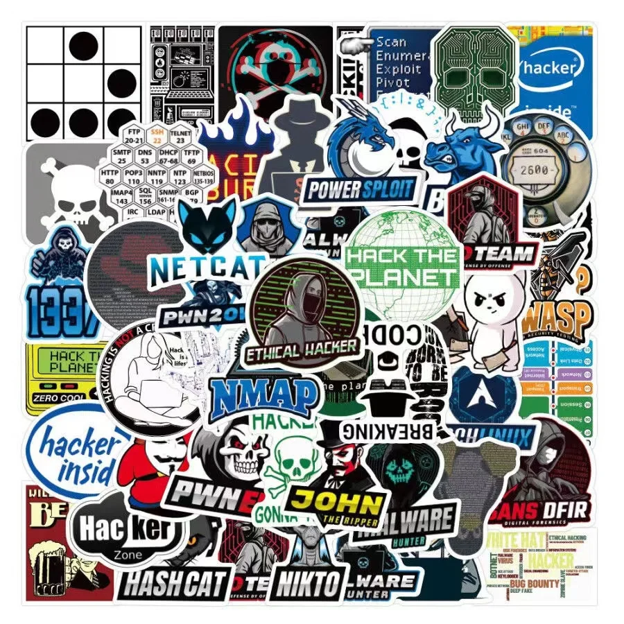50PCS Hacker Programming Network Cool Stickers for Luggage Skateboard ...