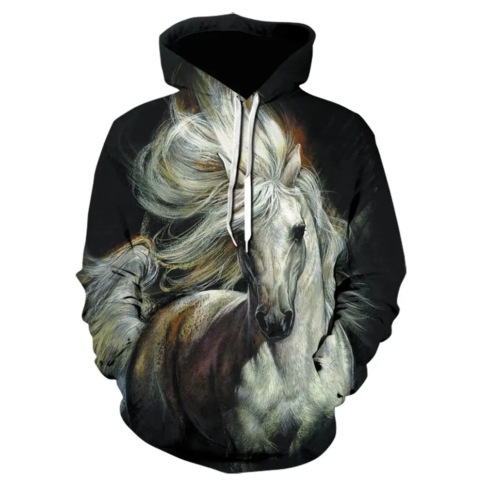 

2024 New Animal Horse 3D Printed Men's Hoodie Unisex Extra Large Fashion Casual Street Pullover Fun Children's Sweatshirt