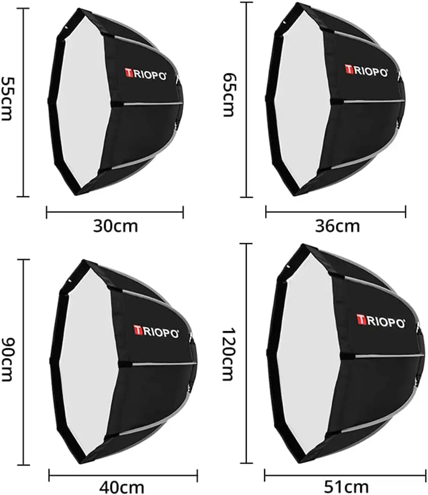 Bowens Mount Softbox TRIOPO 55cm 65cm 90cm 120cm Foldable for Sokani X100 COLBOR CL60 Godox Aputure LED Video Light