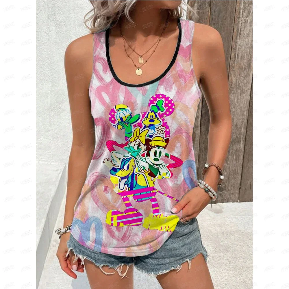 women tank tops Summer Women Mickey Mouse Tank Tops Tees Fashion Sleeveless Clothing Disney Cartoon Character Streetwear