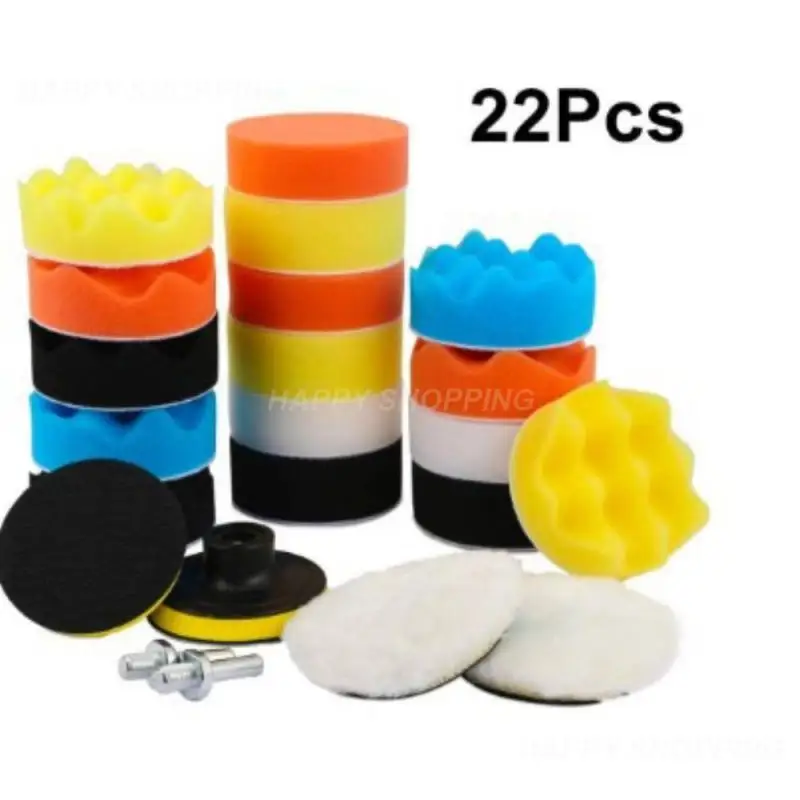 

Set 3 Inch Sanding Discs & Sponge Polishing Pads Kit 75mm Backing Plate Woolen Buffer Pads for Car Sanding Buffing Waxing