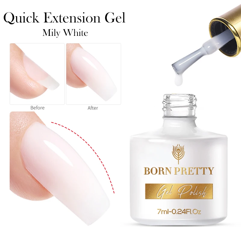 

Гель-лак для наращивания BORN PRETTY, 7 мл, розовый, белый, прозрачный, отмачиваемый УФ-гель для наращивания ногтей, кончики пальцев