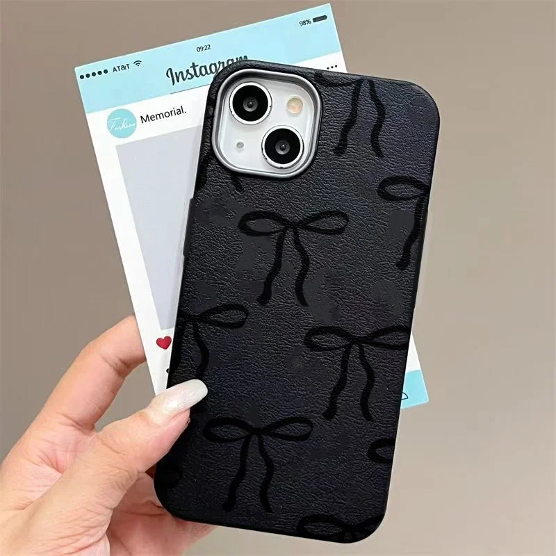 Elegant Black Bow Shockproof Silicone Phone Case