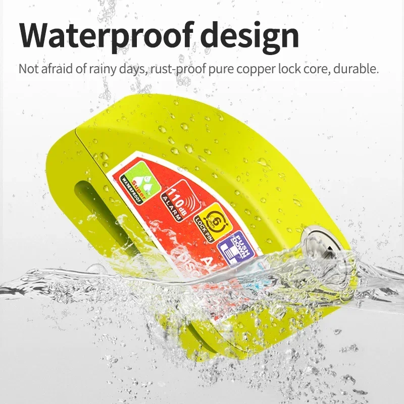 Motorcycle Disc Lock Motorcycle Bicycle Lock Alarm Security Protection Padlock Disc Aluminum Alloy Anti-theft Waterproof Accessories