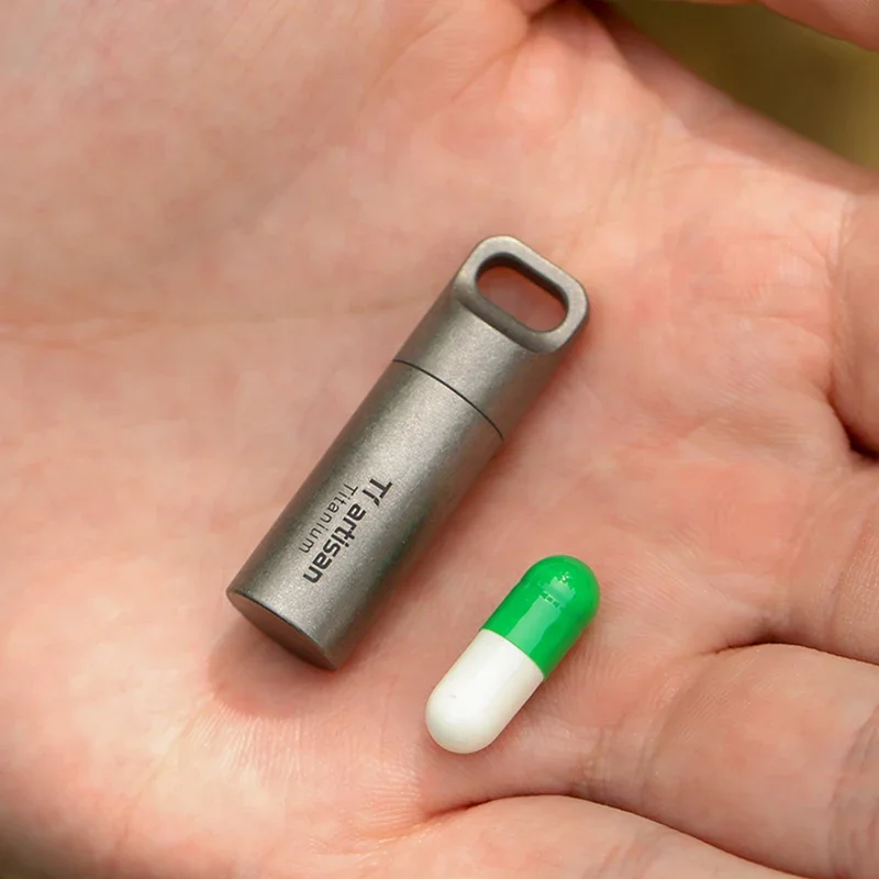 Storage Tank Medicine Storage Container Mini Waterproof Capsule Seal Bottle Titanium Outdoor Survival Pill Box Container Capsule Pill Bottle Tank Ta6570