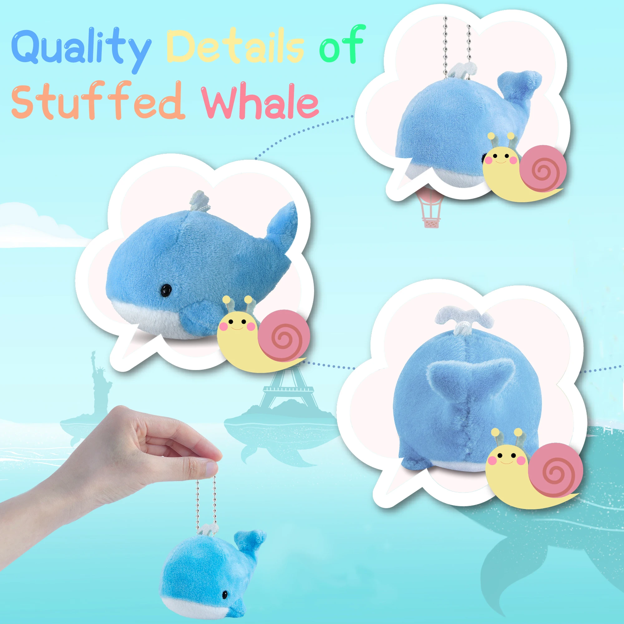 クジラのぬいぐるみ,男の子と女の子のためのカラフルな