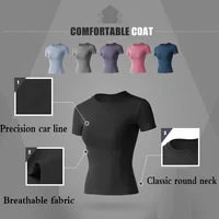 Aiithuug Short Sleeve Yoga Shirts Running Shirt Gym Workout Quick Dry Soft Tops Compress Sports T Shirt Simple Elastic Crop Top 2