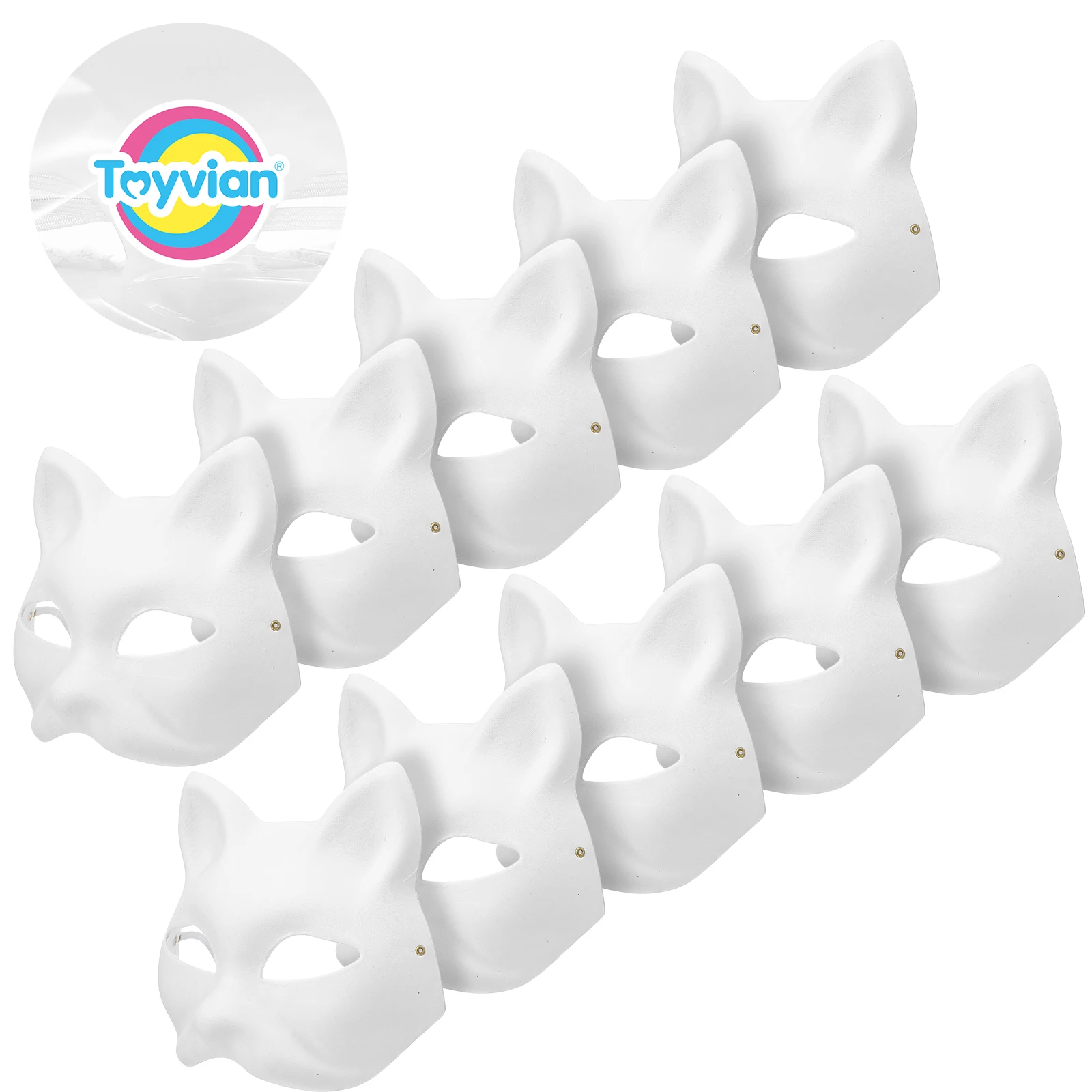 6/10/12Pcs Mask Cat Masquerade Decorate Masks White Animal Empty Face Women Halloween Cosplay Party Kid Woman Therian Wolf