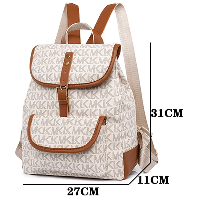 Retro Print Design Backpack Selection High Leather PU Texture Backpack Large Capacity Anti Theft And Water Repellent School Bags 2