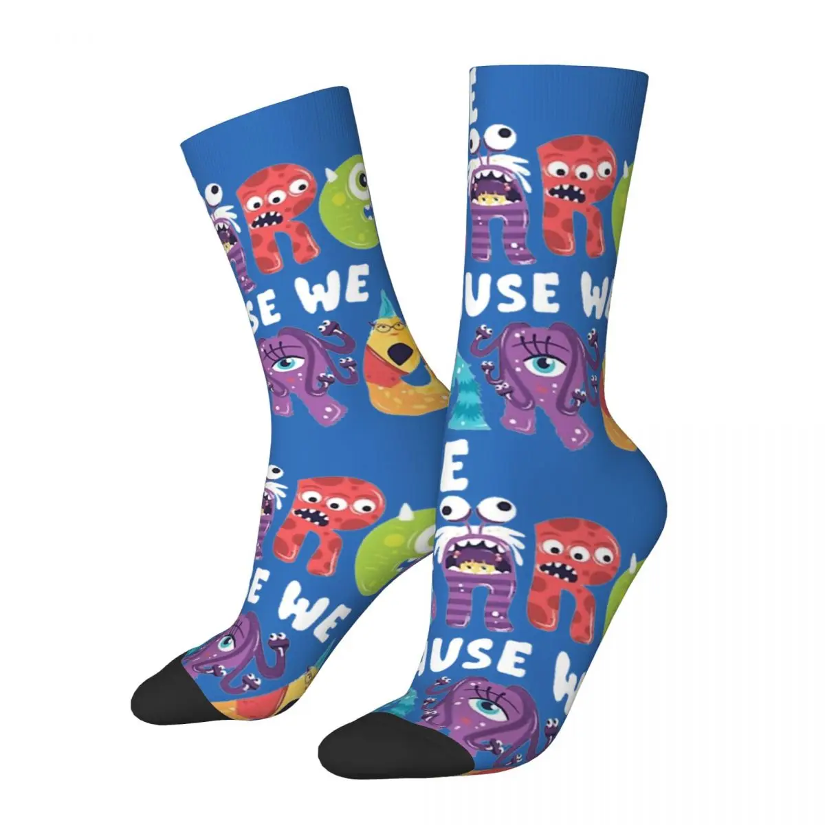 

Fashion Monsters We Scare Because We Care Basketball Socks Polyester Crew Socks for Unisex Sweat Absorbing