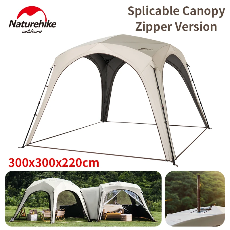 Naturehike Camping Tent Canopy Zipper for 4-6 Person Outdoor Picnic Quick Open Awning With Chimney Waterproof Car Sun Shelter