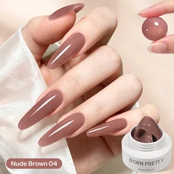 BORN PRETTY Glitter Pink Hard Jelly Nail Extension Gel, Milky White Clear Soak - Off UV Gel, 30ml (15ml Nude Brown 04)