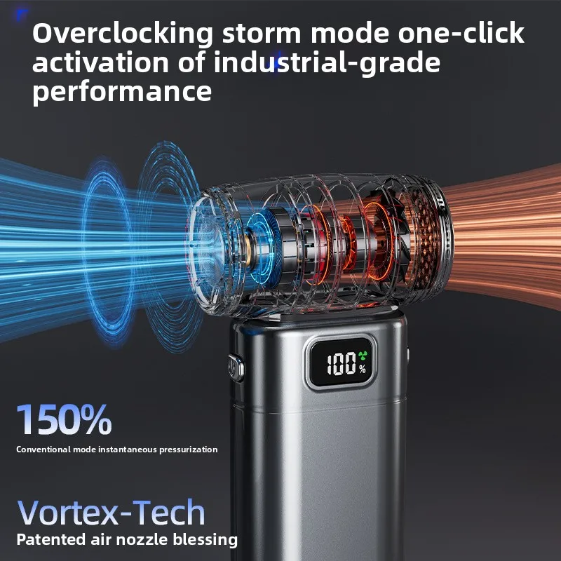 Rechargeable Mini Violent Handheld Fan 6000mAh 9W Motor Portable USB High Speed Desk Surface Blowing Dust Fan Handy Turbine Fan