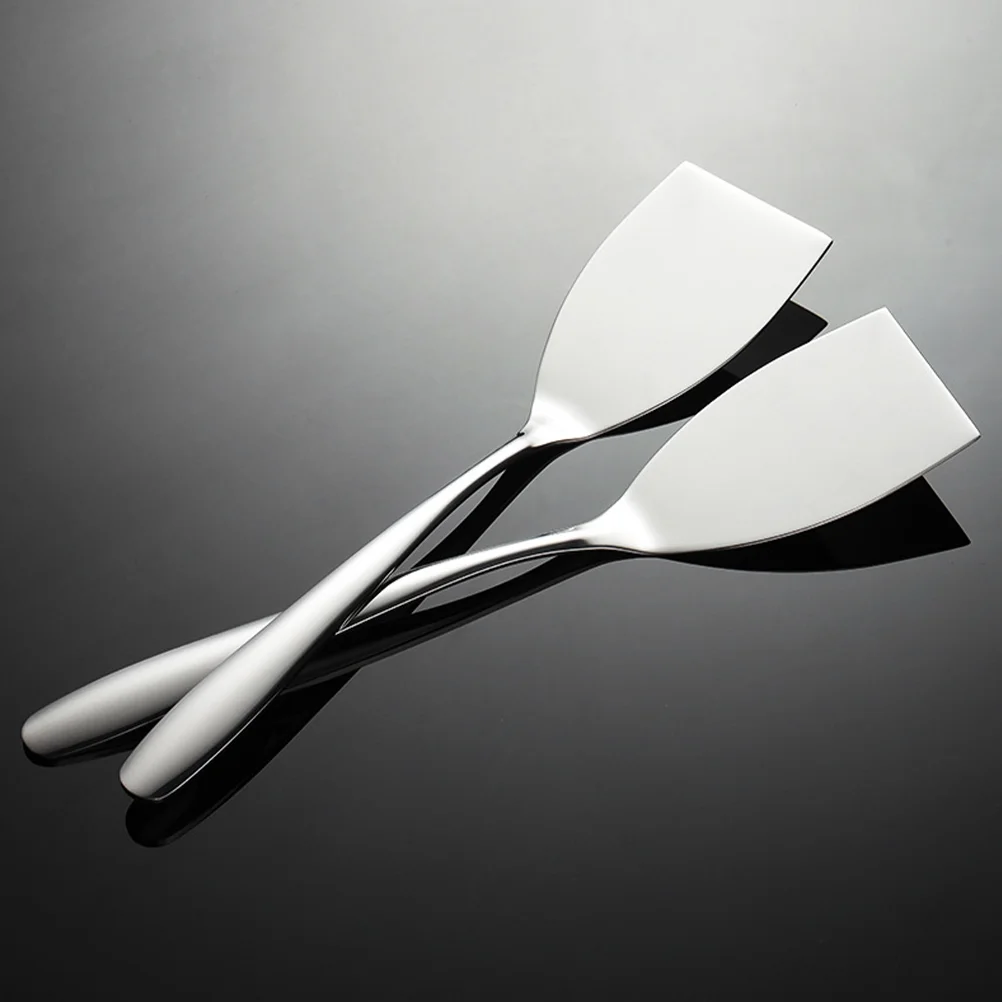 

2 Pcs Flip Eggs Turner with Handle Stainless Steel Multipurpose Cooking Spatula
