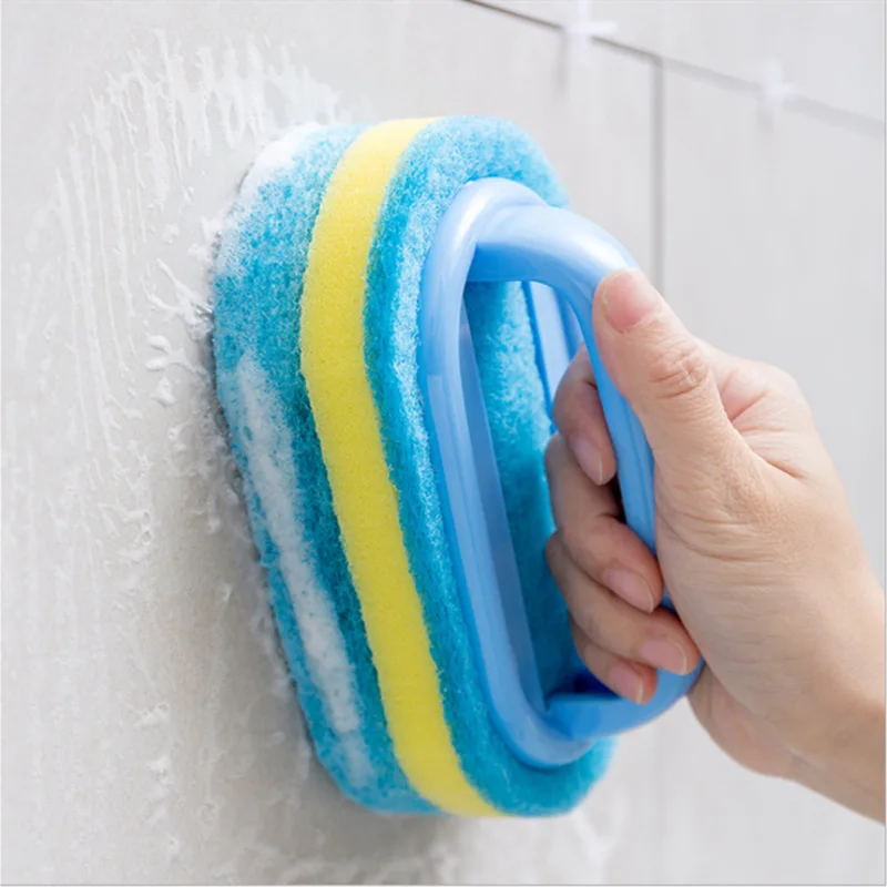 Kitchen Bathroom Toilet Cleaning Brush Sponge Glass Wall Cleaning Brushes Handle Sponge Ceramic Window Slot Clean Brushes Tools