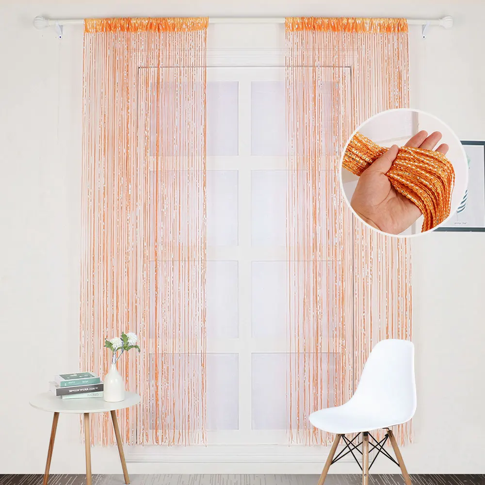100x200cm Shiny Tassel-Line Door Curtain Living Room String Blackout Curtain Window Divider Drape Living Room Valance Home Decor