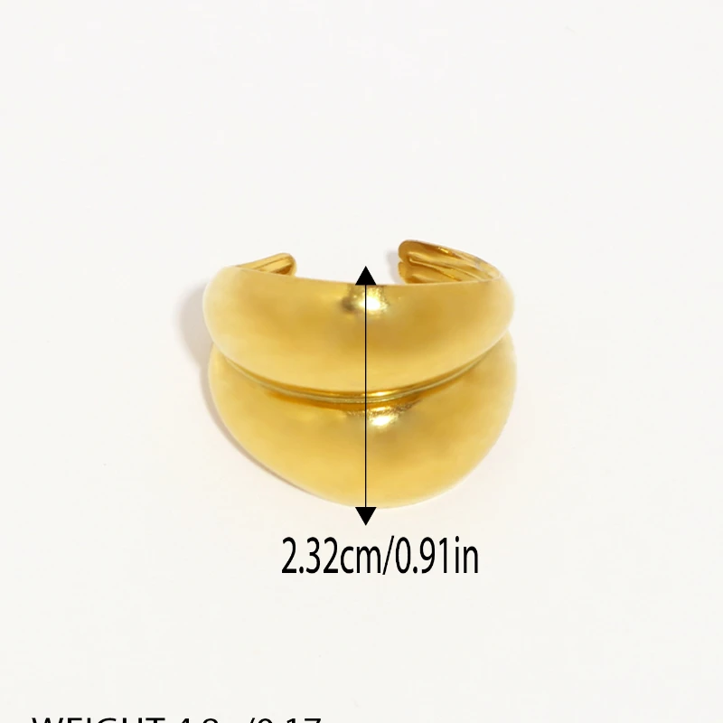 2 PCS Minimalist Wide Band Rings Metal Geometric Open Ring Adjustable Size For Women Daily Wear