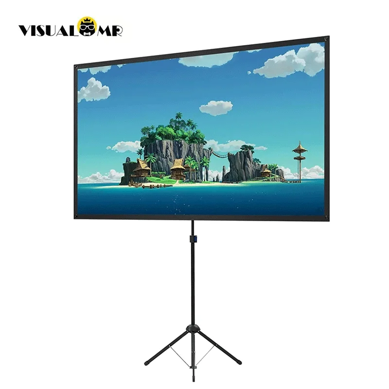 

2024 Portable Projection Screen with Stand 80inch White Fiberglass Home Theater Outdoor Bracket Free Carry Bag for All Projector