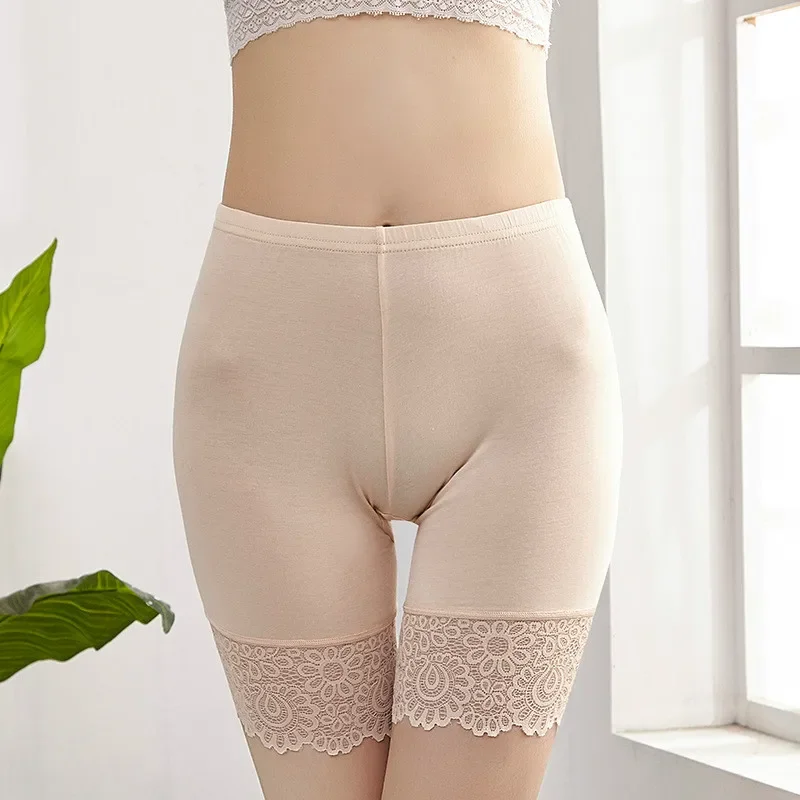 40KG-80KG Women Plus Big Size Safety Pants Elastic Soft Comfortable Modal Material Nude/Black Shorts Lace Safety Short Pants Safety Shorts,Safety Pants,Women Shorts Underwear
