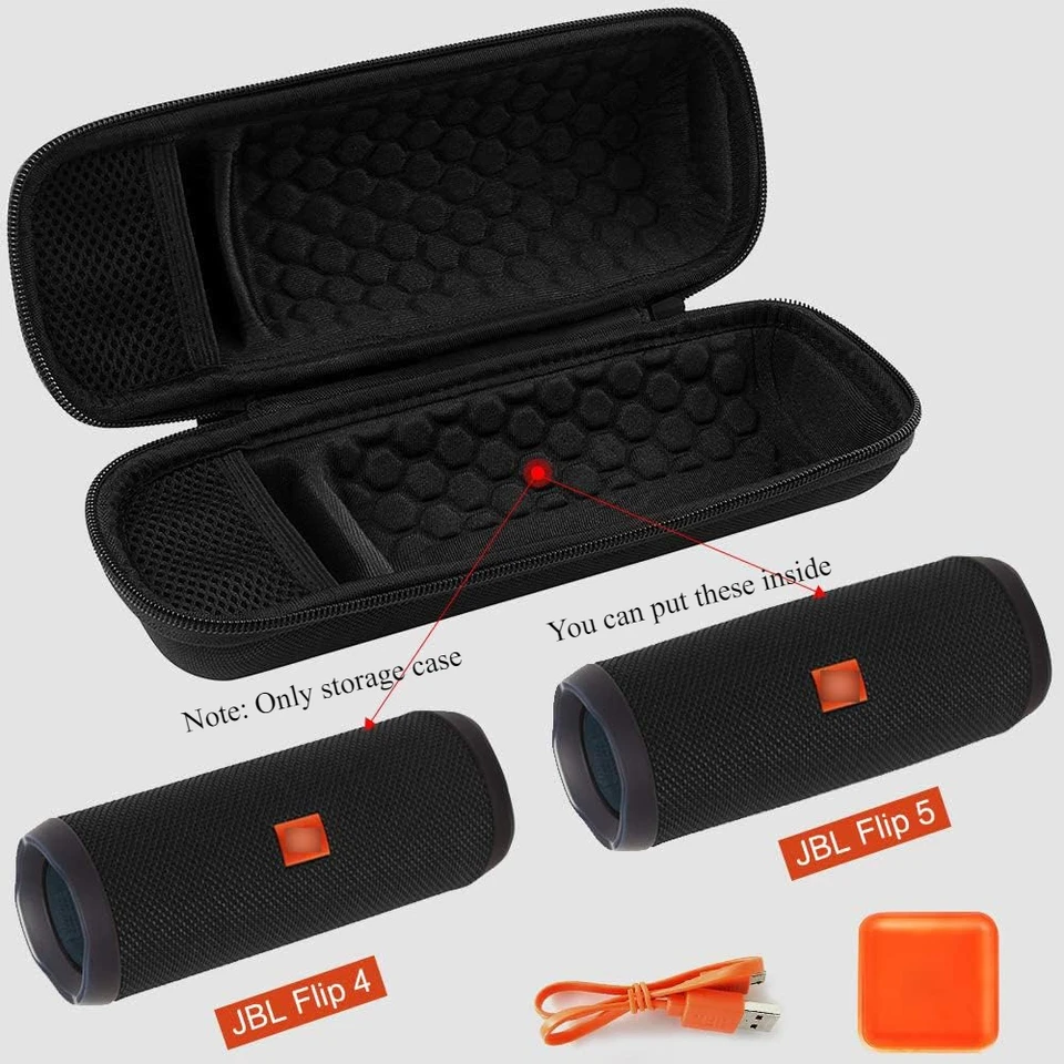ZLiT Custodia rigida per JBL Flip 6, custodia impermeabile da viaggio, con 6 altoparlanti Bluetooth e cavi (grigio