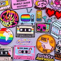Buy Cartoon Letter Embroidered Patch Stripe Iron On Patches For Clothing Thermo-adhesive Patches On Clothes Tape TV Patch Sticker Online