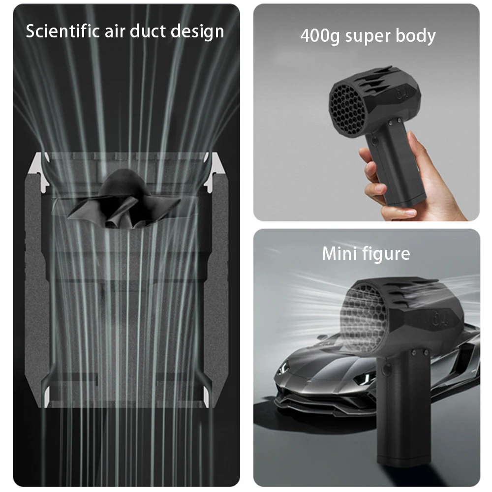 X64 Car Violent Blower Handheld Turbo Jet Fan Brushless Motor High Power Duct Fan,Mini Turbo Fan Thrust 1400G Wind Speed 240km/h 3