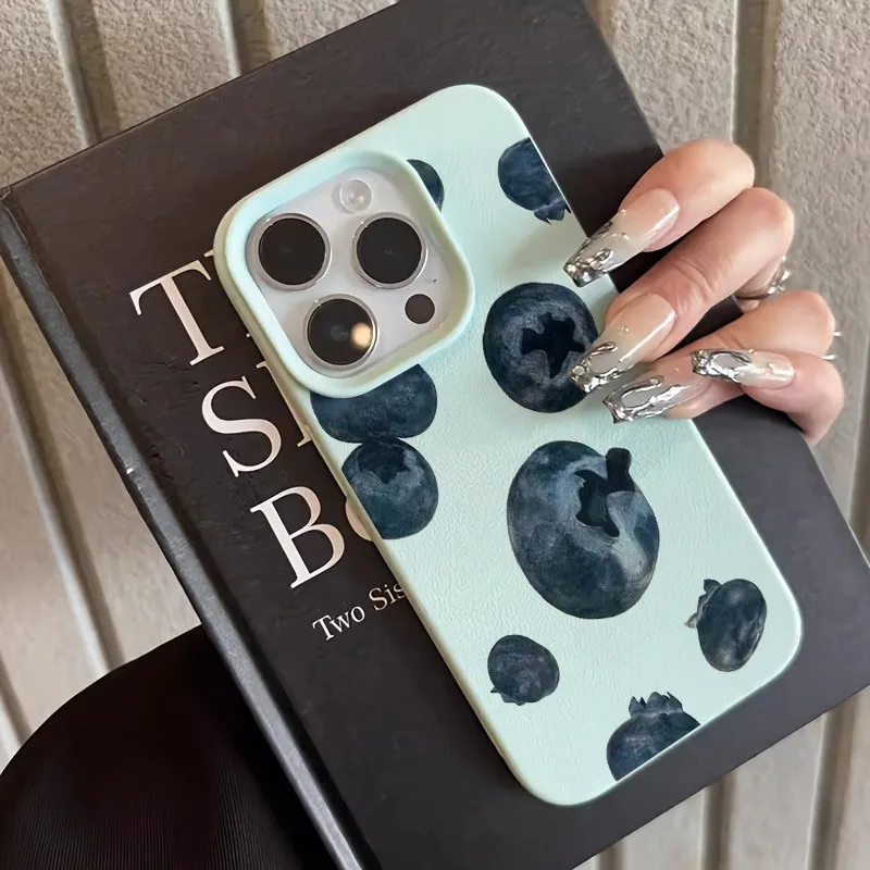 Minimalist Blueberry Pattern Silicone Bumper Phone Case
