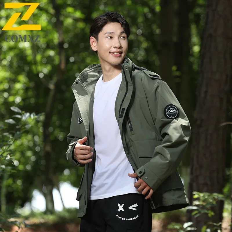 COMXZ Premium Mens Jacket Thickened Snow Skiing Windproof Warm Parka Fashion Hooded Lightweight Cold Resistant Winter Outerwear