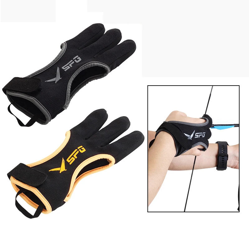 1pc Archery Three-Finger Glove Thickened Fingertip Guard Hunting Shooting Finger Protector Traditional Recurve Bow String Gloves