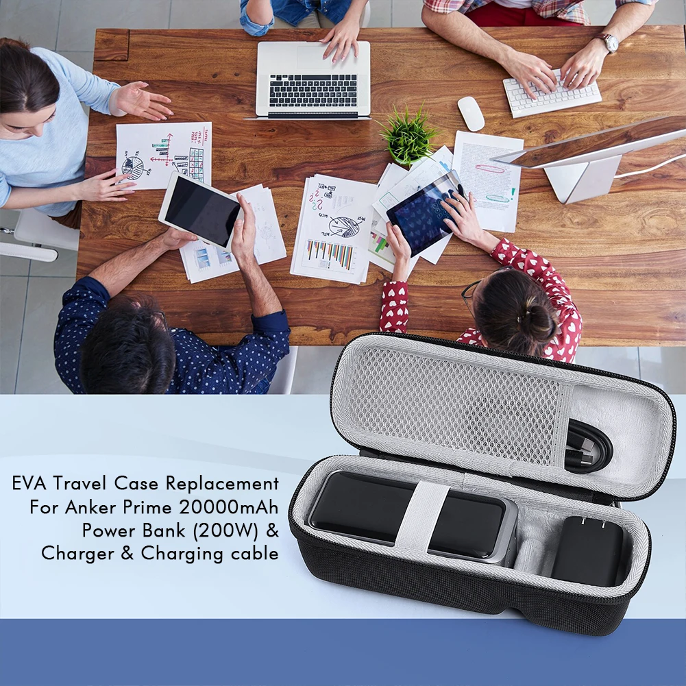 안커 프라임 파워뱅크 20000mAh 200W용 하드 트래블 케이스 EVA 휴대용 케이스 충격 방지 손잡이 및 카라비너 포함 하드쉘 케이스