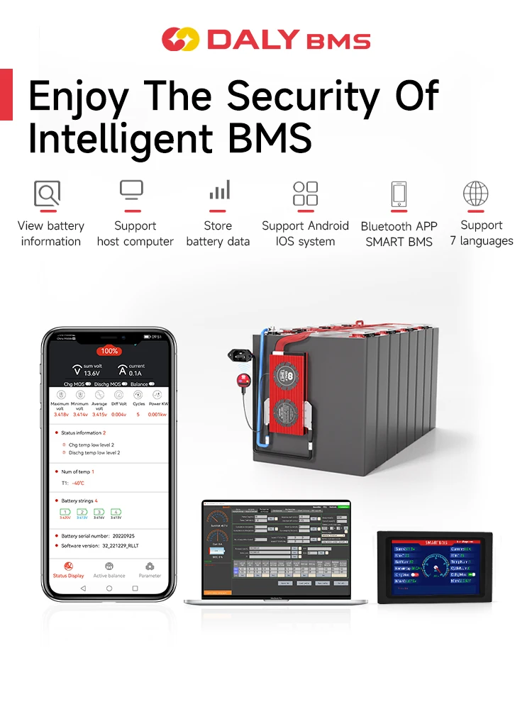 Balanceador Ativo do Daly-bms Smart Canbus Bms para o Armazenamento de Energia 1a 4s 12v 8s 24v 16s 48v 100a 150a 200a 250a - Image 5
