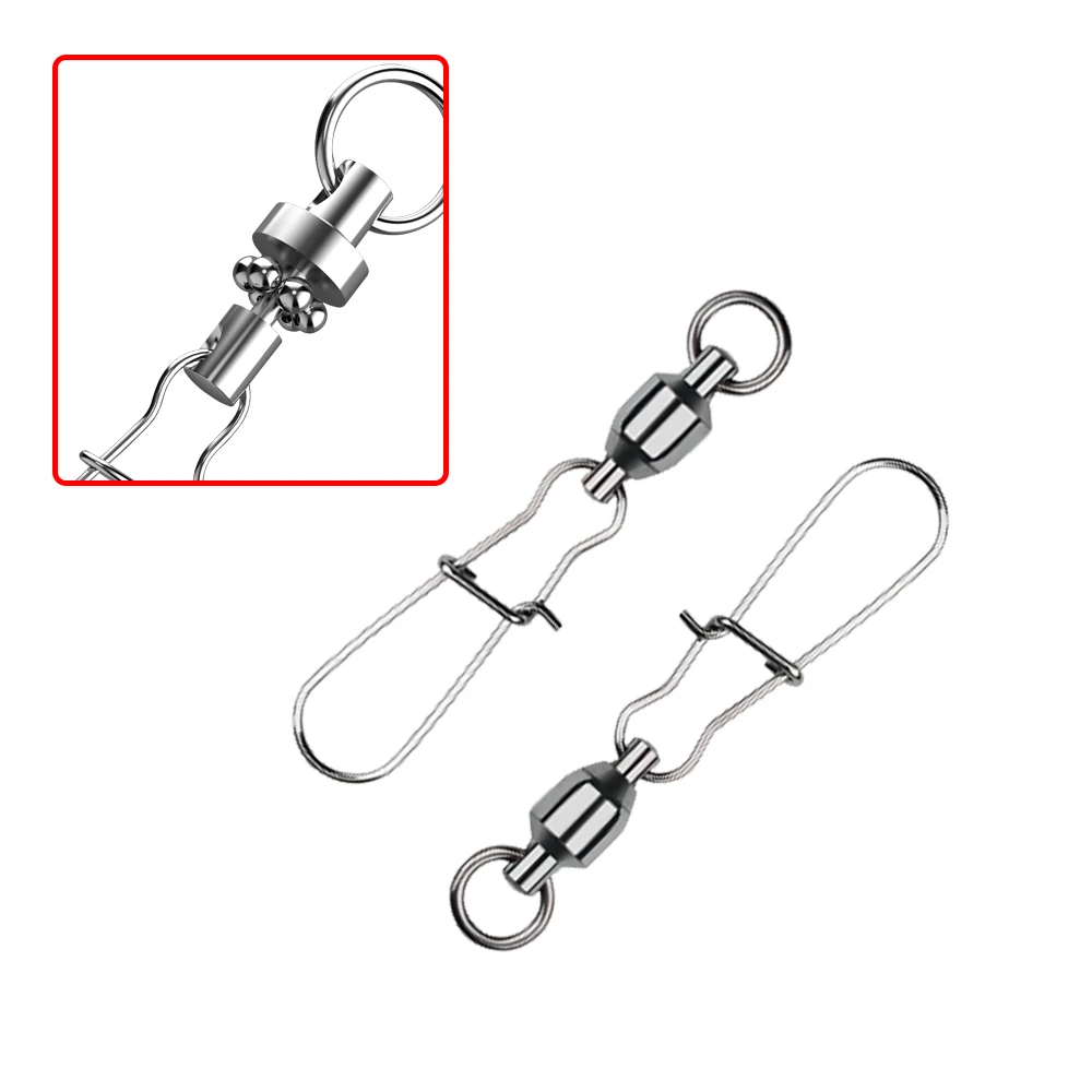 

10Pcs Stainless Steel Fishing Connector High Speed Rotation Scroll With Ball Bearings Lure Fishing Gear Accessories