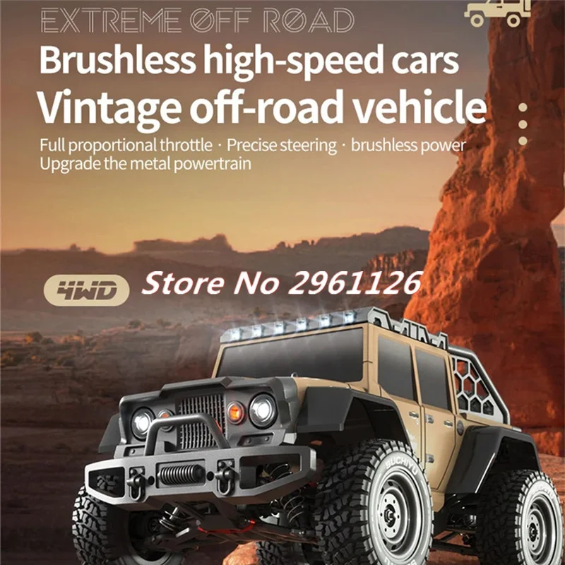 70KM/H High Speed Electric Remote Control Car 2.4G 4WD 1:16 LED Headlights Vehicle Crawler Climb Off Road Brushless RC Car Toy 2