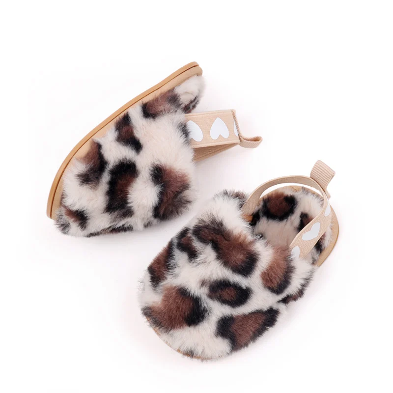 Winter Baby Plush Toe Soft Slippers Spring and Autumn Girls Boys Indoor Walking Shoes Fashion Leopard Point Toddler Infant Shoes 5