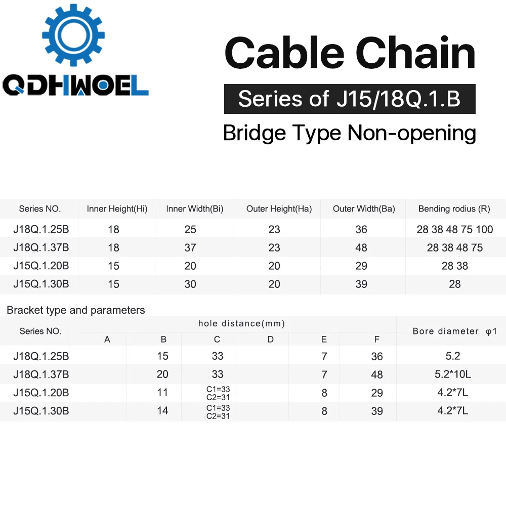 Cable Chains 15x20 15x30 18x25 18x37 mm Bridge Type Non-Opening Plastic Towline Transmission Drag Chain for Machine plastic cable chain,cable carrier